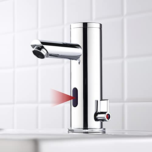 Achelous Rubinetto Automatico Lavabo Bagno con Sensore a Infrarossi Miscelatore per Bagno Fredda e Calda Regolabile Funzionamento a Batteria Cromato
