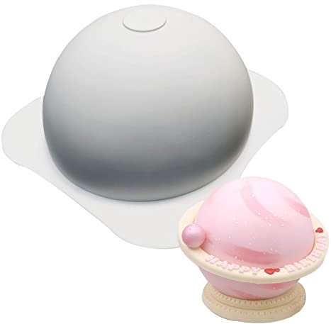 FUFRE Moule à Gâteau Planète 3D, Moule Demi-Sphère Silicone, Moules à Chocolat Antiadhésif Réutilisable Moule, 3D Moule pour Décoration de Gâteaux, Bonbons, Biscuits 18x9CM (1Pièce)