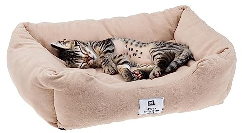 Liten hundbädd COCCOLO MICROFLEECE 50 mjuk, tvättbar liten hund- och kattsäng, beige