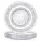 Elsjoy Set of 6 Embossed Glass Dinner Plates, 10 Inch Round Transparent Restaurant Serving Plates, Vintage Tableware for Pasta, Salad, Home Wedding Decoration
