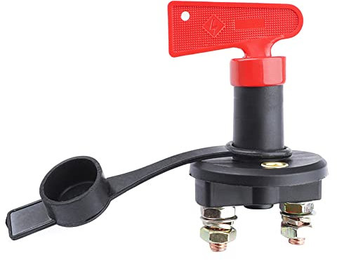 Batterie Trennschalter 12V 24V,Asudaro 125A Batterieschalter Batterie Schlüssel Trennschalter Hauptschalter Power Kill Schalter Not Aus Hochstrom-Batterieschalter für Autos Boote RV UTV Schwarz Rot