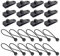 Lot de 12 clips de bâche + 12 tendeurs en caoutchouc avec boule de 15 cm, pinces de bâche avec verrouillage de serrage, vis de préhension, clips pour bâche d'extérieur, tente, camping, auvent