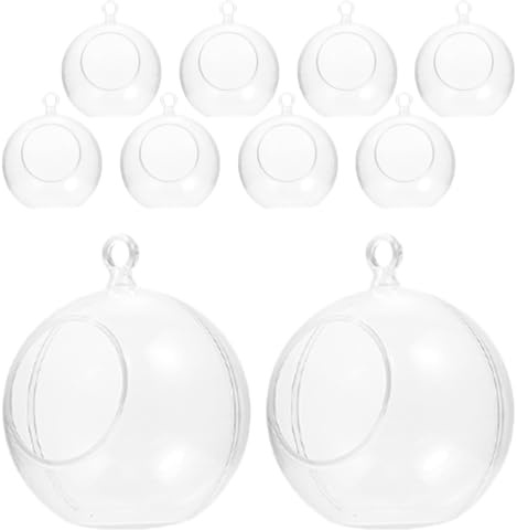 Warmhm 10StüCk Weihnachtsdekoration Kugelkerzenhalter Acryl Klar Blumentopf Kunststoff Pflanze Teelichthalter HäNgekerzenhalter