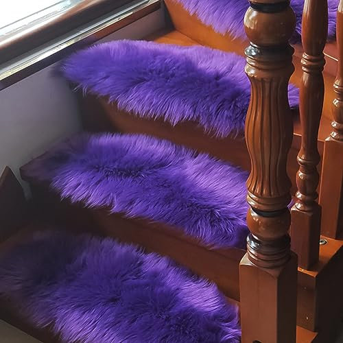 1Pc Stufenmatten Flauschig Weiche Treppenmatten Treppen Rutschfest Selbstklebende Treppenteppich Treppenstufen Matten Plüsch Teppich Läufer Anti-Rutsch Sicherheit Stufenteppich Treppenschutz E 85x24cm