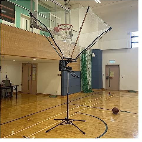 Freistehender tragbarer Schusstrainer für Jugendliche/Erwachsene mit Basketball-Rebounder-Netzrückführungssystem für Innen- und Außenplätze, Einstellbarer Höhenbereich von 2,5 m bi
