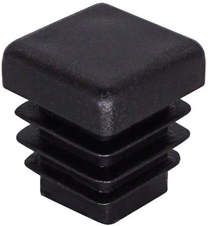 SKIR'CO 20 tapones cuadrados de plástico de 15 x 15 mm, tapas de tubo mate, insertos de tubo cuadrados, tapones para postes de valla, color negro RAL 9005