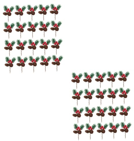 Abaodam 40stücke Künstliche Tannenzapfen Mit Beeren Und Nadeln Für Weihnachtsdekoration Wasserdichtes Für Innen Und Außendekoration Ergänzung Für Kränze Und Arrangements