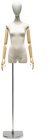 Schneiderpuppe Verstellbar Ausgestattet mit Einem Mechanischen Arm aus Massivholz, Hochwertiger, Verdickter Leinenstoff, Schaufensterpuppe Weiblich Anwendbar auf Kleiderständer, Boutique, Bekleidungsg