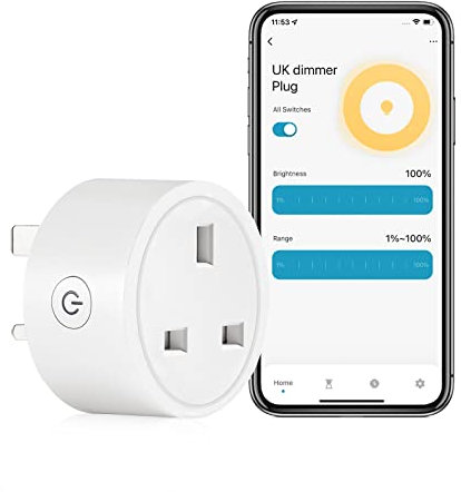 MOES Smart Plug, Dimmer Socket, Dimmable LED, CFL, Halogen and Incandescent Bulbs, Dimmer LED Lights Brightness Adjust, Compatible with Alexa & Google Home, 2.4GHz WiFi
