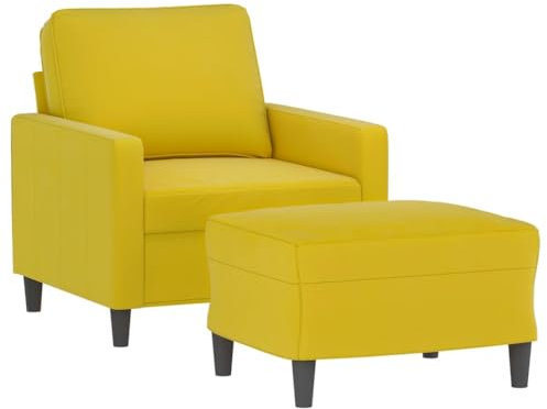 vidaXL Sessel, Relaxsessel mit Fußhocker, Fernsehsessel für Wohnzimmer, Polstersessel Ruhesessel TV Sessel Loungesessel, Gelb Samt