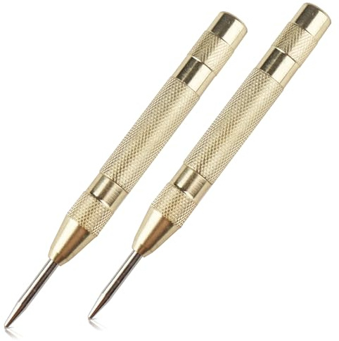 2 perforadoras centrales automáticas, perforadoras centrales con resorte de 5 pulgadas, agujero ajustable con resorte, herramienta de marcador automático de acero resistente para metal, madera, vidrio