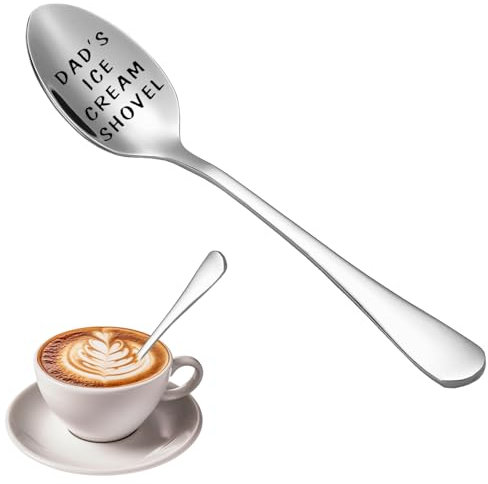 No Soup for You Spoon Funny Engraved Stainless Steel Spoon,Coffee Spoon Tea Spoon Dessert Spoon Gifts for Grandpa Grandma Dad Mom Birthday Christmas Valentine Gift (Dad's Ice Cream Shovel)