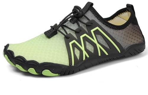 AUXDIQ Schwimmschuhe Badeschuhe Aquaschuhe Surfschuhe Wasserschuhe Strandschuhe Barfuß Schnell Trocknend für Damen Herren, Grün, 43 EU