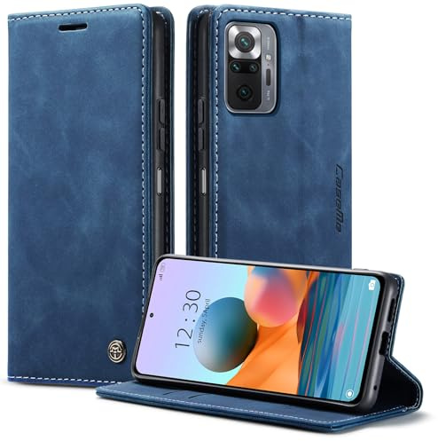 Phernykas Handyhülle für Xiaomi Redmi Note 10 Pro/Note 10 Pro Max Hülle, Premium Leder Klapphülle Flip Case mit Standfunktion und Kartenfach Handytasche Hülle Wallet Case Stoßfeste Schutzhülle, Blau