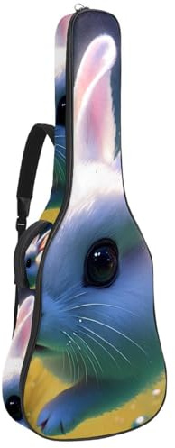 Gitarrentasche, schöner Koffer für 40/41/42 Zoll Akustikgitarre, effiziente Aufbewahrung mit wasserdichtem Design, schönes Kaninchen schwimmt unter Wasser, Mehrfarbig Nr. 04, 42.9x16.9x4.7 in,
