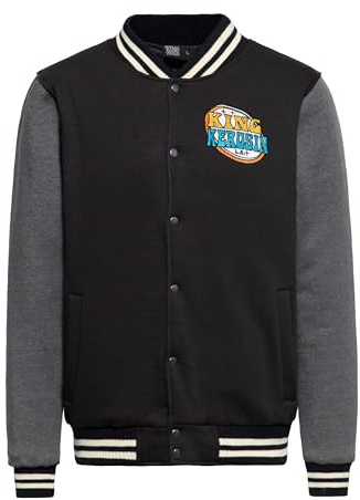 King Kerosin Chaqueta universitaria para hombre | Sudadera | Chaqueta de béisbol | Forro interior | Vintage | Retro | Rock 'N' Roll | Rockabilly | 50S | Arte cómico | Parche | Oldtimer | Muscle Street
