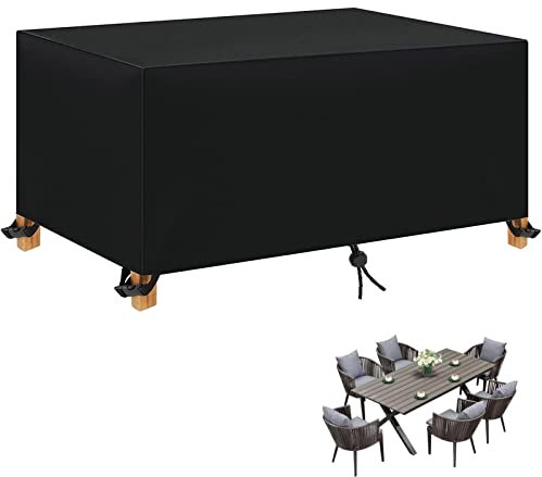 Abdeckung für Gartenmöbel für den Außenbereich, 90 x 90 x 75 cm, wasserdicht, 420D-Oxford-Gewebe, Abdeckung für rechteckige Tische, winddicht, Anti-UV-Schutz, für Rattanstühle und Tische im Freien