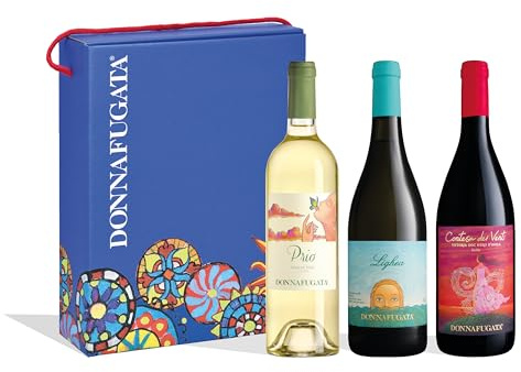 Donnafugata Cassetta Speciale da 3 vini: Prio, Sicilia Doc; Lighea, Zibibbo Sicilia Doc; Contesa dei Venti, Nero d'Avola Vittoria doc rosso. Box da regalo