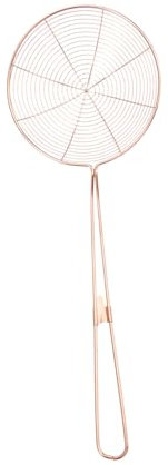 OKUMEYR Edelstahl Ölfilter Sieblöffel Roségold Feinmaschiges Küchensieb Zum Abtropfen Von Frittierfett Vielseitiger Drahtskimmer Für Pasta Gemüse Und Hot Pot Spülmaschinenfest Komfortabler