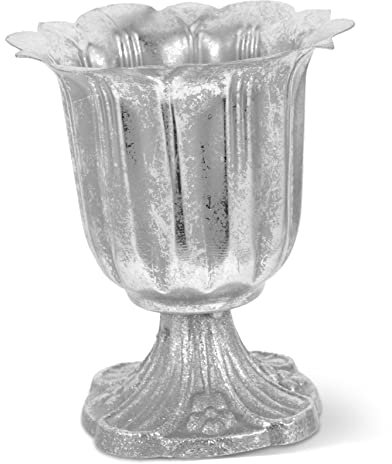 Amosfun Metal Flower Vase Roman Column Flowerpot Cast Iron Base Home Decor for Garden Cottage Style Planter