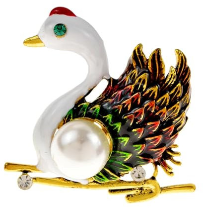 3MOG7Y1 Emaille-Schwan-Broschen für Damen, elegant, niedlich, Tier-Perlennadeln und Brosche, Wintermantel, 2 Stück, M, Metall, Achat
