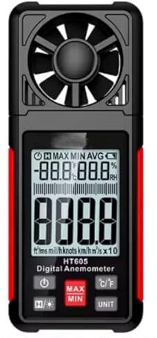 HT605 Anémomètre numérique portable pour mesurer la vitesse du vent, la température du vent et le volume d'air