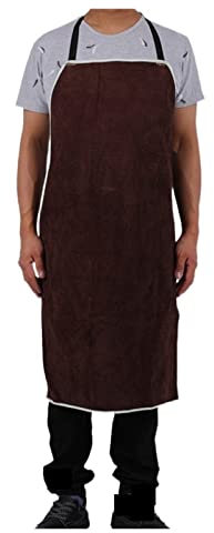 Grembiule Saldatore, Giacca for saldatura A grembiule in pelle, grembiule di saldatura in pelle, grembiule da saldatura professionale in pelle proteggere i panni forniture per officina(Brown)