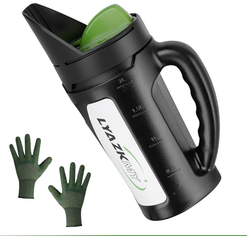 LYAZKMY Épandeur portatif pour semences d'herbe, engrais, glace fondue et terre alimentaire, épandeur multi-usage pour pelouse et jardin avec tailles d'ouverture réglables, 2,5 L