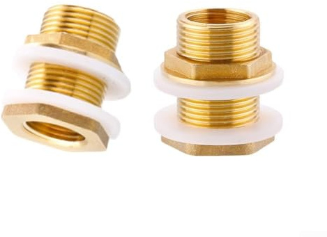 2Pack Brass Tank Fittings for Water Tanks and Buckets, Designed for High Pressure Use (3/4 inch)