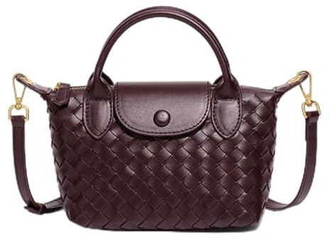 Generisch Kleine gewebte Crossbody-Tasche für Damen, trendiges Leder, Knödel, leichte Mini-Handtasche