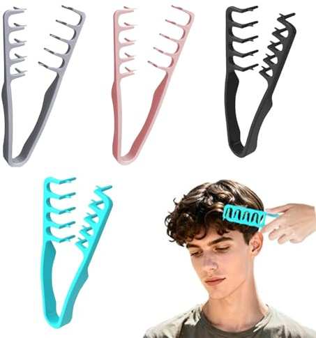 SIXHAOBU Lot de 4 peignes de coiffage volumineux avec texture, Peigne Cheveux À Texture Pliable, Peigne Grosse Dent Large, Outil Volumisant les Racines Pour homme et femme