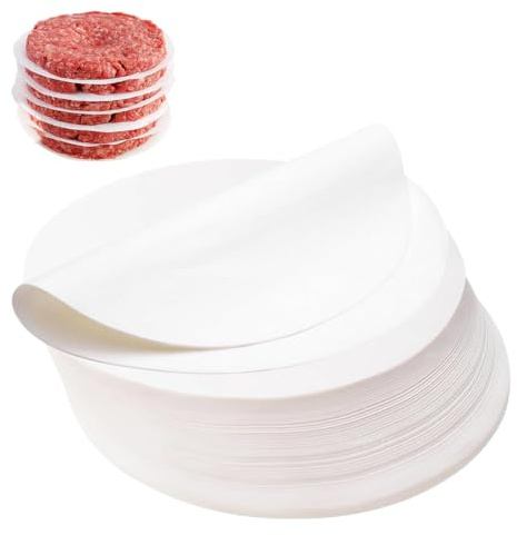 YIPFEN 200 Sheets Non-stick Round Paper Suitable for Burger Moulds and Wrapping Paper, Meatballs, Frozen Burgers, Liners and Hamburger Press Discs (11cm)