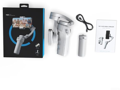 AI Intelligent 3-Axis Smartphone Gimbal pour Stabilisateur, Visage et Objet Tracking, Contrôle de la Lumière, Commutation Portrait et Paysage, Poignée Ergonomique à Deux Mains