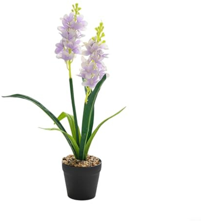 BEAZOOM Artificial Hyacinth Potted Plant 34cm Tall, Realistic Plastic Fake Flower for Home Garden Decor, Wedding Photography Prop(light purple)