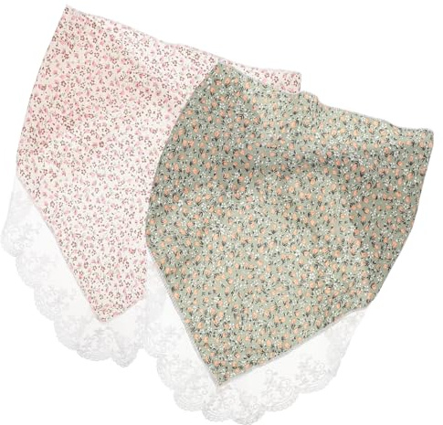 TOYANDONA 2 Pezzi Sciarpe per Chioma Triangolari in Poliestere Stampa Floreale e Pizzo, Leggere e Traspiranti, per Feste e Foto Colore Casuale