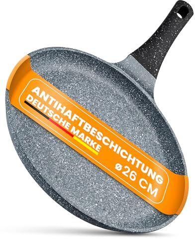 EUROHOME Crêpepfanne Induktion - Pfanne für alle Herdarten - Crepe pfanne 26 cm aus Aluminiumguss - Induktionsgeeignet - Crepespfanne - Perfekte Pfannenkuchen dank hochwertiger Antihaftbeschichtung