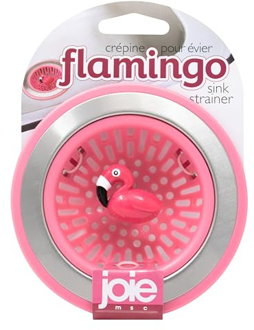 Joie Flamingo Kitchen Sink Strainer Basket, 19900, Pink | Fits All Standard Sinks, Keeps Unwanted Food Particles Out Kitchen Sink Drain, Measures 4.5” x 4.5”