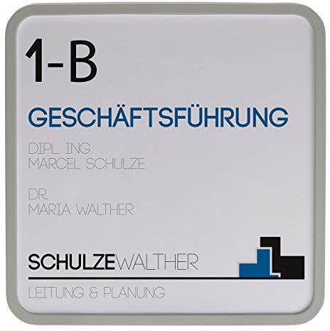 Türschild Maxi hellgrau | 150x150mm | Quadratisch | Kunststoff | kinderleichte Klebemontage | 1 Stück | Büroschild, Raumkennzeichnung Büro