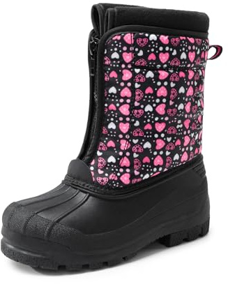 DREAM PAIRS Boys Girls Waterproof Winter Snow Boots for Little/Big Kids,Size 6 Big Kid,Black/Pink,KSTAR