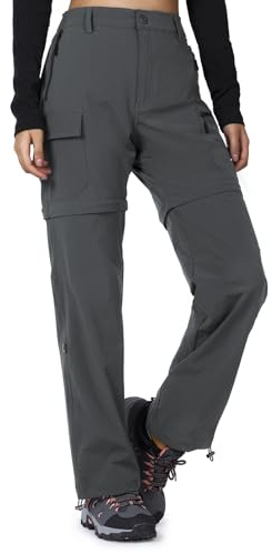 Cycorld Pantalon de Randonnée Femme - Zip Off Respirant, Léger et Extensible, Séchage Rapide, Fonctionnel pour Trekking et Plein Air, Idéal pour l'Été(Gris, XL)