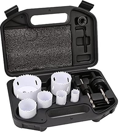 Amazon Basics 9-teiliges Bimetall-Hochgeschwindigkeitsstahl-Lochsägen-Kit mit Tragekoffer, 25/32 to 2-11/16”, Schwarz