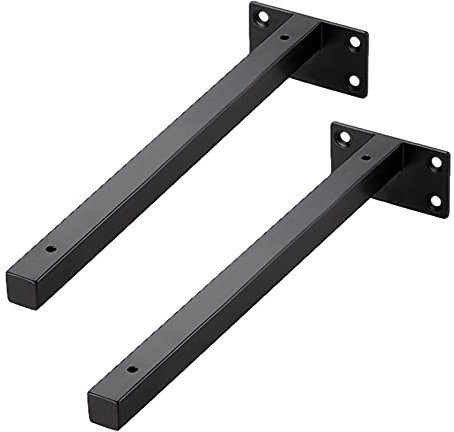 Edelstahl Regalhalterungen Schwerlast Schwimmende Quadratische Röhre Regalträger DIY Wandregal Metallregalhalterung mit passender Schraube und Ankern, 2 Stück (200mm/7.9in,Black)