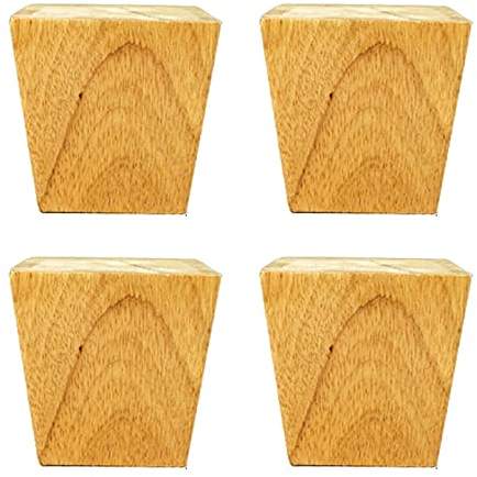 4 Stück Möbelfüße,Massivholz Möbelbeine,Eckig Beine Aus Eiche,Ersatz Holz Tischbeine,Trapez Pyramide Möbelfüsse,für Stühle,Schrank,Couch,Bett,Büromöbel,mit Schrauben (10cm,wood)