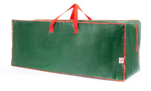 CHRISTMAS VILLAGE 7ft Christmas Tree Storage Bag - Heavy Duty Festive Season Xmas Tree Holder with Full Length Double Stitched Zip and Carry Handles (Green, 7ft Xmas Tree Storage Bag)