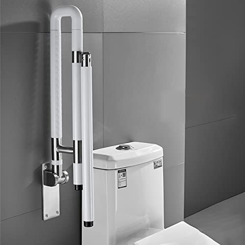 SZLXJMFL Klappbare Toiletten Aufstehhilfe WC Klappbar STÜTZKLAPPGRIFF WANDGRIFF Stützhilfe Wandstützgriff Edelstahl Haltegriff Safe Geländer Badewanne Bad Stützklappgriff Badezimmer Weiß (60cm)
