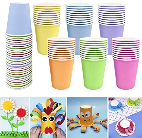 BLLREMIPSUR Pack of 60 Disposable Colour Party Cups, Suitable for DIY Creations, Picnics, Parties, Barbecues (Six Colours)