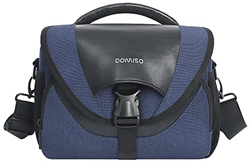DOMISO Kameratasche wasserdichte Fototasche Umhängetasche mit Regenschutz für Olympus/Fujifilm/Sony/Panasonic/Pentax/Samsung,Blau
