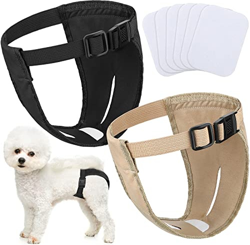 2er Packung Hündinnen Läufigkeitshose Waschbar, Größe M | Wiederverwendbare Hundewindeln, Mit 6 Damenbinden, Verstellbare Schutzhose, Für Weibchen Hunde