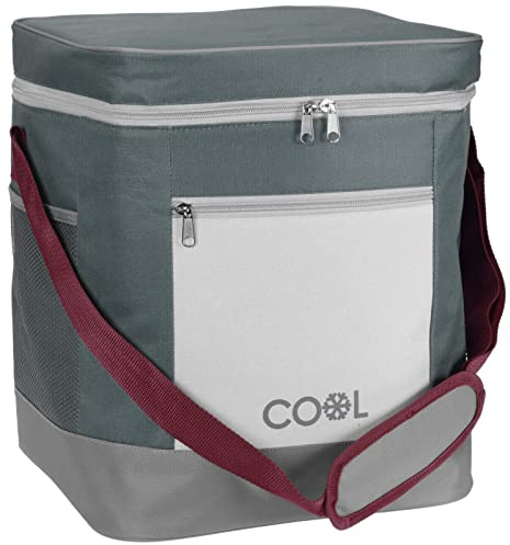 Rammento Large 37cm 30L Insulated Cooler Bag Rucksack, Grey | Unisex Lunch Cool Bag for Men & Women with 2 Mesh Bottle Holders | Insulated Thermal Food Delivery Bag/Beer Holder, Cool Bag Backpack