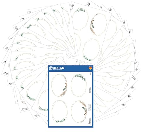 AVERY Zweckform Set Etiketten selbstklebend 120 Stück (52x71mm, Aufkleber Marmeladenglas, Einmachen, Haushaltsetiketten, Produktaufkleber in cremeweißer Strukturoptik, handbeschriftbar) Art. 51041